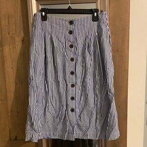 Talbots Blue and White Striped Midi Skirt